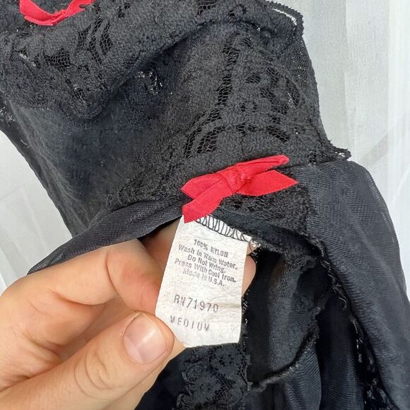 vintage 100% nylon tiered lace chemise slip dress steampunk gothic coquette - Picture 6 of 11